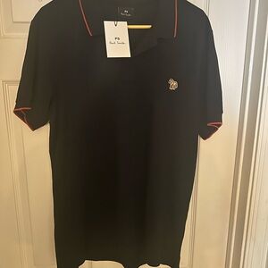 NWT Paul Smith Zebra Logo Polo Shirt With Contrast Tipping dark navy